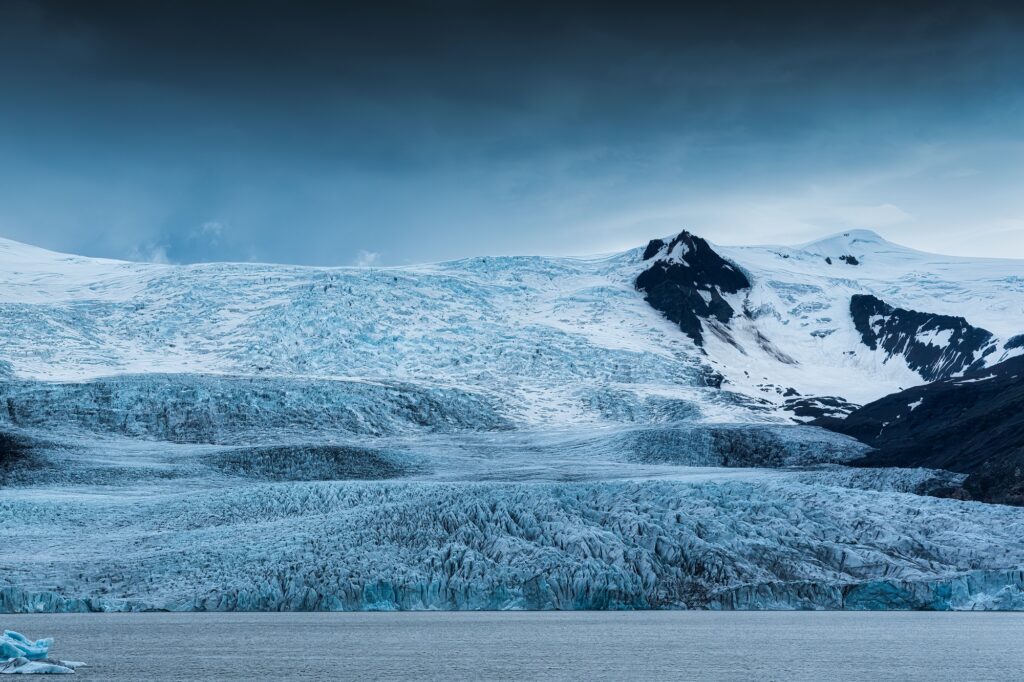 Large natural glacier and moody weather on summer in Iceland